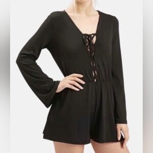 Topshop Sz 6 Long-Sleeve Lace-Up Romper